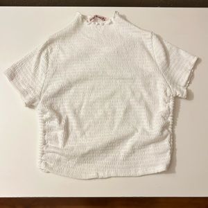 White Open Back Mock Neck Tie Top